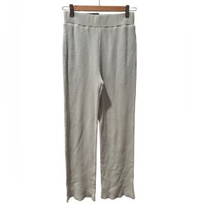 Mono B Gray Waffle Knit Lounge Pants Thermal Cotton Wide Leg Elastic Waist S
